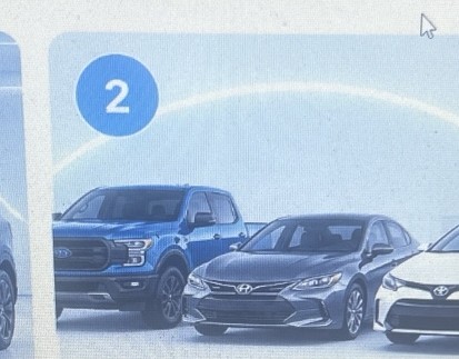 Ford pickup, Hyundai sedan and Toyota sedan